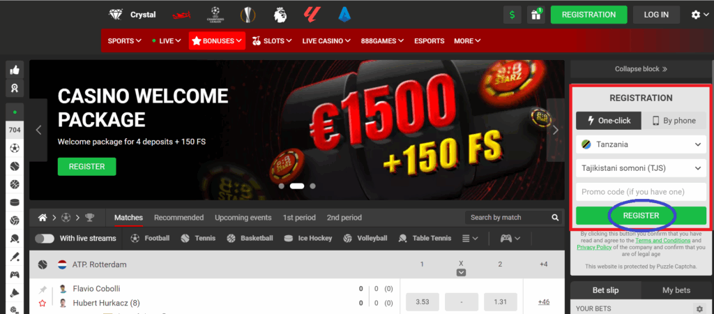 Simple Betting After Login 888starz